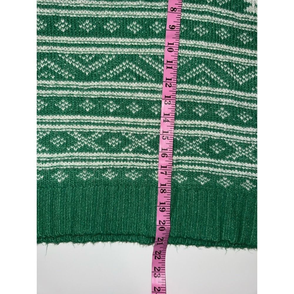 American Eagle Green Fair Isle Sweater Crewneck Snowdrift Warm Cozy Large St Pat - Picture 11 of 15
